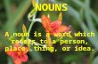 NOUNS A noun is a word which refers to a person, place, thing, or idea.