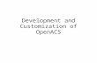 Development and Customization of OpenACS. OpenACS Package Architecture Functionality is divided into packages One package contains Data Model Tcl Libraries.