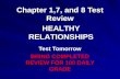 Chapter 1,7, and 8 Test Review Test Tomorrow BRING COMPLETED REVIEW FOR 100 DAILY GRADE HEALTHY RELATIONSHIPS.