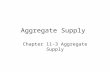 Aggregate Supply Chapter 11-3 Aggregate Supply. Aggregate Supply The aggregate supply curve shows the relationship between the aggregate price level and.