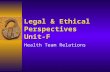 Legal & Ethical Perspectives Unit-F Health Team Relations.
