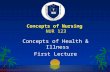 1 Concepts of Nursing NUR 123 Concepts of Health & Illness First Lecture.