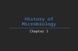 History of Microbiology Chapter 1. Microbiology The study of organisms too small to be seen individually with the naked eye during part or all of their.