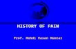 HISTORY OF PAIN Prof. Mehdi Hasan Mumtaz EARLY  PAIN  Demons.  Evil humors  Dead spirits  TREATMENT  Block entry  Transferring  Removal.