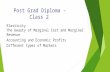 Post Grad Diploma - Class 2 Elasticity The beauty of Marginal Cost and Marginal Revenue Accounting and Economic Profits Different types of Markets.