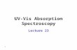 1 UV-Vis Absorption Spectroscopy Lecture 23. 2 Instrumental Noise as a Function in Transmittance.