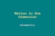 Motion in One Dimension Kinematics. Distance vs. Displacement Distance – how far you’ve traveled Scalar quantity - 20 m Displacement – shortest distance.