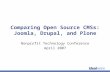 Comparing Open Source CMSs: Joomla, Drupal, and Plone Nonprofit Technology Conference April 2007.