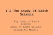 1-2 The Study of Earth Science Big Ideas of Earth Science Areas of Earth Science Scientific Models.