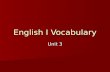 English I Vocabulary Unit 3. Penury Penury is a noun.