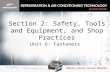 Unit 6: Fasteners Section 2: Safety, Tools and Equipment, and Shop Practices.