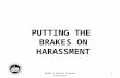 1 PUTTING THE BRAKES ON HARASSMENT 2010–11 Driver Trainer Inservice.