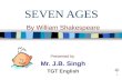 SEVEN AGES By William Shakespeare Presented by Mr. J.B. Singh TGT English 1.