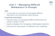 Educational Solutions for Workforce Development Unit 7 – Managing Difficult Behaviours in Groups Aim To provide an overview of managing difficult behaviours.