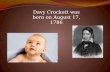 Davy Crockett was born on August 17, 1786 Davy Crockett’s first home was a log cabin.
