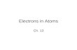 Electrons in Atoms Ch. 13. Models of the Atom 13-1.