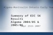 Summary of EDI SK Results Algoma 2004/05 & 2005/06 Sept 25th 2007 Algoma-Manitoulin Ontario Early Years.