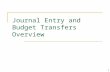 1 Journal Entry and Budget Transfers Overview. 2 Agenda Overview Key Financial Management Principles Working with Journal Entries Processing Budget Transfers.