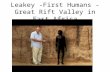 Leakey -First Humans - Great Rift Valley in East Africa.