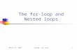 October 28, 2015ICS102: For Loop1 The for-loop and Nested loops.