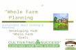 “Whole Farm” Planning Sustainable Small Farming & Ranching Developing Your “Whole Farm” Goals.