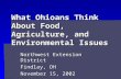 What Ohioans Think About Food, Agriculture, and Environmental Issues Northwest Extension District Findlay, OH November 15, 2002.