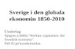 Sverige i den globala ekonomin 1850-2010 Underlag Sjögren (2008),”Welfare capitalism: the Swedish economy". Pdf-fil på kurshemsidan.
