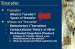 Transfer  What is Transfer?  Types of Transfer Views on Transfer  Behaviorism (Thorndike)  Computational Theory of Mind  Distributed Cognition (Packer)