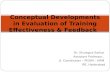 Dr. Shulagna Sarkar Assistant Professor, Jt. Coordinator – PGDM – HRM IPE, Hyderabad Conceptual Developments in Evaluation of Training Effectiveness &