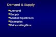 Demand & Supply  Demand  Supply  Market Equilibrium  Examples  Price ceiling/floor.