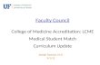 Faculty Council College of Medicine Accreditation: LCME Medical Student Match Curriculum Update College of Medicine University of Florida Joseph Fantone,