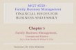MGT 4550 - Family Business Management FINANCIAL ISSUES FOR BUSINESS AND FAMILY Chapter 9 Family Business Management, Concepts and Practice By A. Bakr Ibrahim.