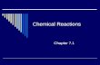 Chemical Reactions Chapter 7.1. Objectives  Recognize some signs that a chemical reaction is taking place.  Explain chemical changes in terms of the.