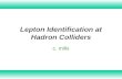1 Lepton Identification at Hadron Colliders c. mills.