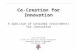 Co-Creation for Innovation A Spectrum of Consumer Involvement for Innovation Laura Hufschmidt Center for Brand and Product Management Wisconsin School.