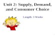 Unit 2: Supply, Demand, and Consumer Choice Length: 3 Weeks 1.