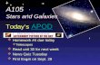 A105 Stars and Galaxies  Homework #4 due today  Telescopes  Read unit 30 for next week  News Quiz Tuesday  First Exam on Sept. 28 Today’s APODAPOD.