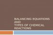 BALANCING EQUATIONS AND TYPES OF CHEMICAL REACTIONS.