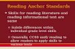Reading Anchor Standards Skills for reading literature and reading informational text are same o Subtle differences within individual grade level skills.