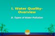 I. Water Quality-Overview D. Types of Water Pollution.