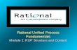 Rational Unified Process Fundamentals Module 2: RUP Structure and Content.