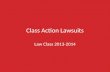 Class Action Lawsuits Law Class 2013-2014. WHAT IS A CLASS ACTION LAWSUIT? A Class Action is a civil lawsuit brought on behalf of many people who have.