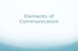 Elements of Communication 6 Elements of Communication 1. Verbal messages 2. Nonverbal messages 3. Perception 4. Channel 5. Feedback 6. Context.