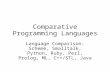 Comparative Programming Languages Language Comparison: Scheme, Smalltalk, Python, Ruby, Perl, Prolog, ML, C++/STL, Java.