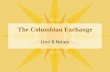 The Columbian Exchange Unit 8 Notes. What was the Columbian Exchange? The explorers created contact between Europe & the Americas. Interaction with Native.