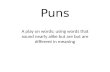 Puns A play on words; using words that sound nearly alike but are but are different in meaning.