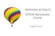 Welcome to Day 3 STEM Aeronautic Camp August 8, 2012.