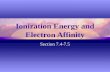 Ionization Energy and Electron Affinity Section 7.4-7.5.
