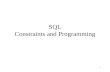 1 SQL Constraints and Programming. 2 Agenda Constraints in SQL Systems aspects of SQL.
