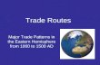 Trade Routes Major Trade Patterns in the Eastern Hemisphere from 1000 to 1500 AD.
